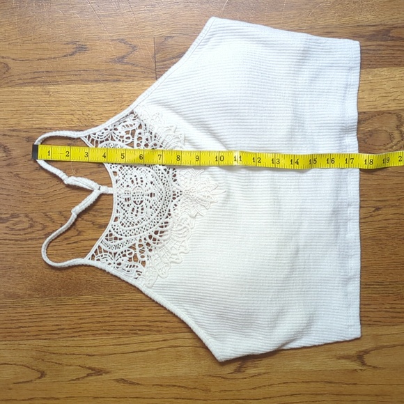 NWT Cropped Lace Detailing White Ribbed Tank Top Juniors Size XL SO Brand - Picture 8 of 12